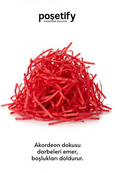 POŞETİFY Premium Kırpık Kâğıt Dolgu – 100 gr | Kırmızı | Estetik Ambalaj | Koruyucu Paketleme Kâğıdı - Resim 5