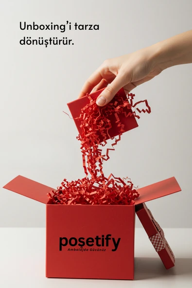 POŞETİFY Premium Kırpık Kâğıt Dolgu – 500 gr | Kırmızı | Estetik Ambalaj | Koruyucu Paketleme Kâğıdı - Resim 5