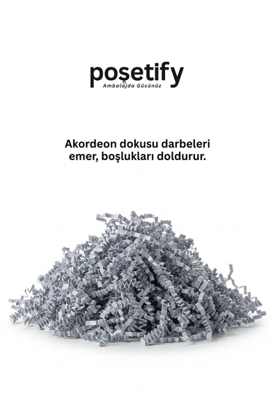 POŞETİFY Premium Kırpık Kâğıt Dolgu – 1000 gr | Gri | Estetik Ambalaj | Koruyucu Paketleme Kâğıdı - Resim 5