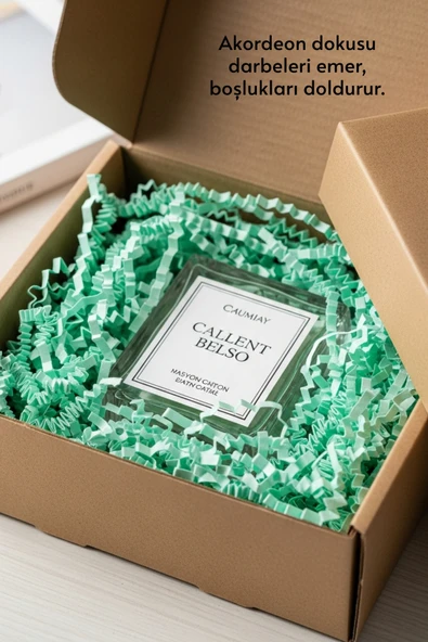 POŞETİFY Premium Kırpık Kâğıt Dolgu – 500 gr | Yeşil | Estetik Ambalaj | Koruyucu Paketleme Kâğıdı - Resim 3