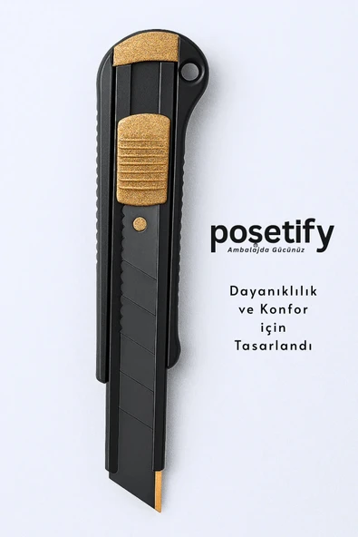 POŞETİFY 18 mm Otomatik Kilitli Maket Bıçağı – Çevre Dostu ve Ergonomik Tasarım - Resim 2