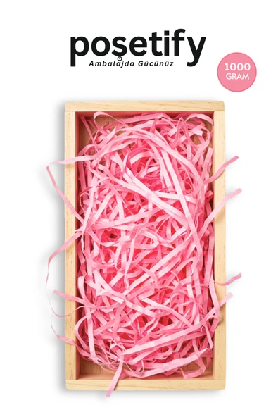 POŞETİFY Premium Kırpık Kâğıt Dolgu – 1000 gr | Pembe | Estetik Ambalaj | Koruyucu Paketleme Kâğıdı ürün görseli