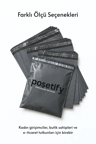 POŞETİFY Cepsiz Kargo Poşeti 22x30x5 cm | 10000 Adet | E-Ticaret Poşeti | Gri | Yapışkan Bantlı Kargo Zarfı - Resim 7