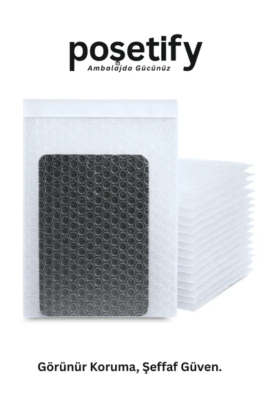 POŞETİFY Balonlu Şeffaf Kargo Poşeti 25X30+5 cm | 80 gr Bantlı Patpatlı Kargo Poşeti | 50’li E-Ticaret Poşeti - Resim 7