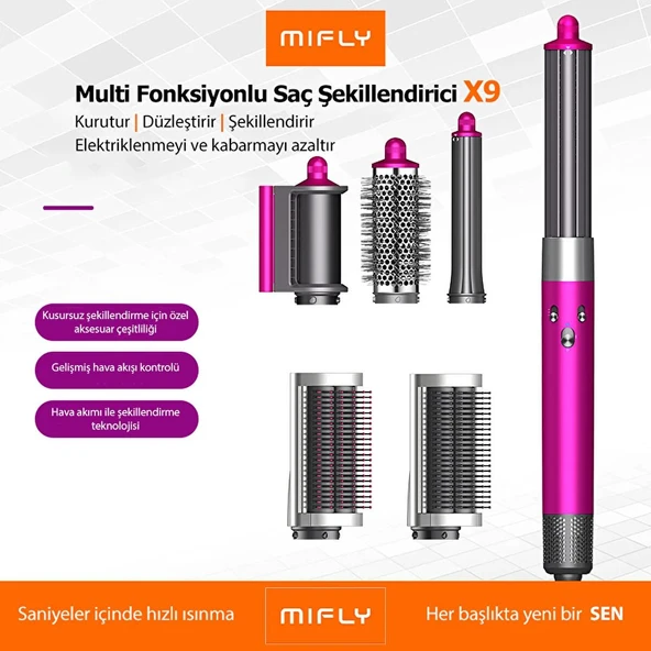MIFLY MULTI X9 FONKSIYONLU PEMBE SAC SEKIL - 5