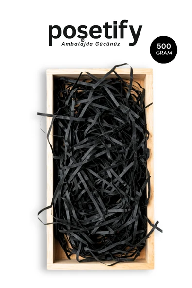 POŞETİFY Premium Kırpık Kâğıt Dolgu – 500 gr | Siyah | Estetik Ambalaj | Koruyucu Paketleme Kâğıdı ürün görseli