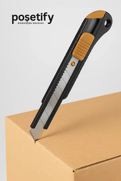 POŞETİFY 18 mm Otomatik Kilitli Maket Bıçağı – Çevre Dostu ve Ergonomik Tasarım - Resim 6