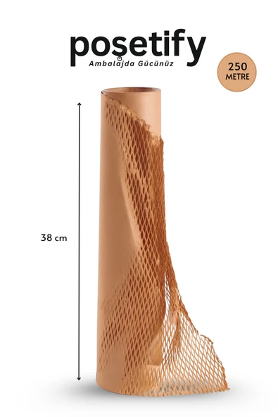 POŞETİFY Petek Dolgu Ambalaj Kağıdı 38cm x 250m | Esnek Kraft Paketleme ve Koruyucu Dolgu Kağıdı ürün görseli