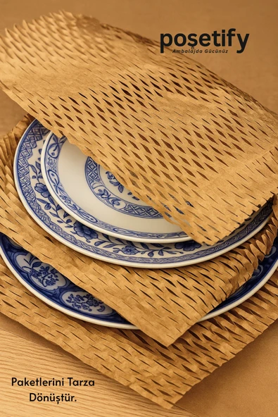 POŞETİFY Petek Dolgu Ambalaj Kağıdı 38cm X 50m | Esnek Kraft Paketleme ve Koruyucu Dolgu Kağıdı - Resim 6