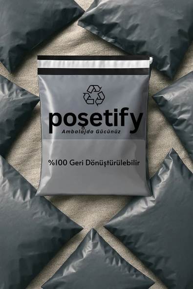 POŞETİFY Cepli Kargo Poşeti 30x37x5 cm | 100 Adet | E-Ticaret Poşeti | Gri | Yapışkan Bantlı Kargo Zarfı - Resim 3