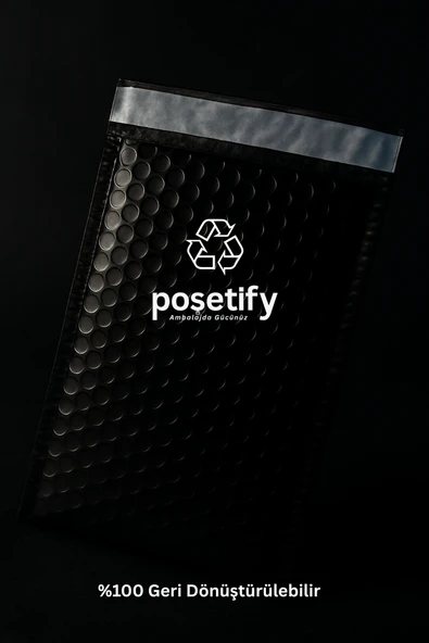 POŞETİFY Balonlu Siyah Kargo Poşeti 30x37+5 cm | 140 gr Bantlı Patpatlı Kargo Poşeti | 5’li E-Ticaret Poşeti - Resim 4