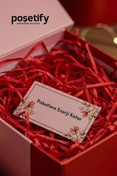 POŞETİFY Premium Kırpık Kâğıt Dolgu – 500 gr | Kırmızı | Estetik Ambalaj | Koruyucu Paketleme Kâğıdı - Resim 3