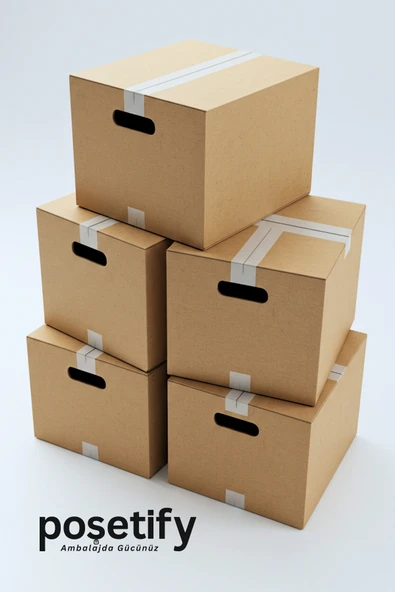 POŞETİFY El Geçmeli Çift Oluklu Koli 60x40x40 | 10’lu Set | Taşınma ve İhracat Kolisi - Resim 2