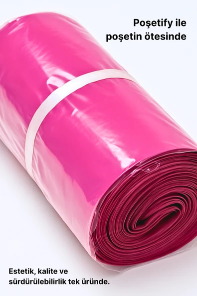 POŞETİFY Pembe Cepsiz Kargo Poşeti 35X50x5 cm | 10000 Adet | E-Ticaret Poşeti | Yapışkan Bantlı Kargo Zarfı - Resim 2
