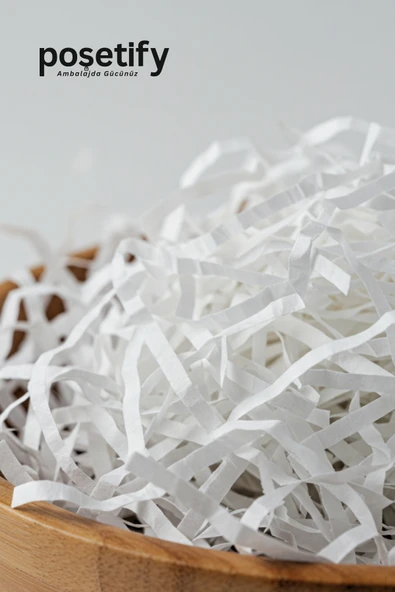 POŞETİFY Premium Kırpık Kâğıt Dolgu – 100 gr | Beyaz | Estetik Ambalaj | Koruyucu Paketleme Kâğıdı - Resim 2