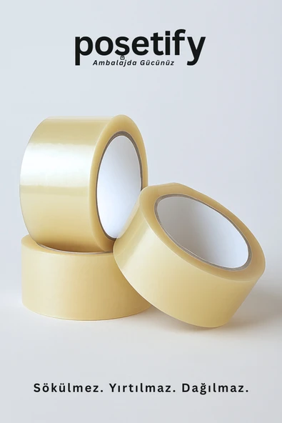 POŞETİFY 45mm x 100 Metre Koli Bandı | Güçlü Yapışkanlı Şeffaf Paketleme Bandı | 48’li Set - Resim 4