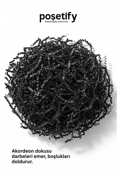 POŞETİFY Premium Kırpık Kâğıt Dolgu – 100 gr | Siyah | Estetik Ambalaj | Koruyucu Paketleme Kâğıdı - Resim 5