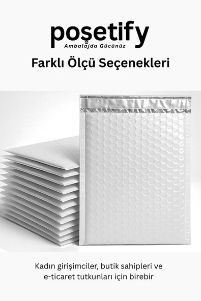 POŞETİFY Balonlu Beyaz Kargo Poşeti 30x37+5 cm | 140 gr Bantlı Patpatlı Kargo Poşeti | 50’li E-Ticaret Poşeti - Resim 5