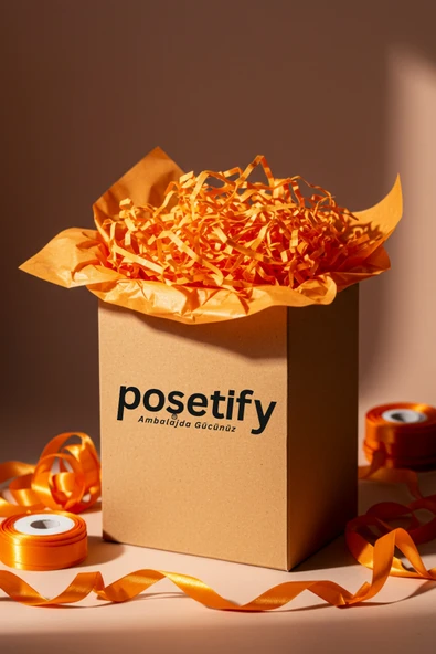 POŞETİFY Premium Kırpık Kâğıt Dolgu – 500 gr | Turuncu | Estetik Ambalaj | Koruyucu Paketleme Kâğıdı - Resim 6