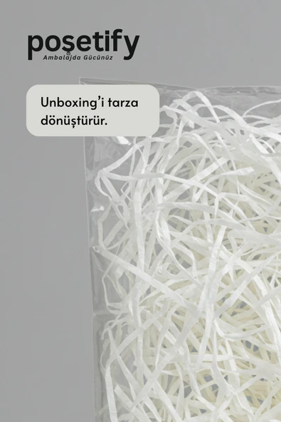 POŞETİFY Premium Kırpık Kâğıt Dolgu – 1000 gr | Beyaz | Estetik Ambalaj | Koruyucu Paketleme Kâğıdı - Resim 5