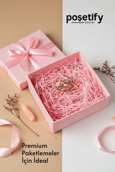 POŞETİFY Premium Kırpık Kâğıt Dolgu – 1000 gr | Pembe | Estetik Ambalaj | Koruyucu Paketleme Kâğıdı - Resim 5