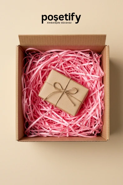 POŞETİFY Premium Kırpık Kâğıt Dolgu – 250 gr | Pembe | Estetik Ambalaj | Koruyucu Paketleme Kâğıdı - Resim 6