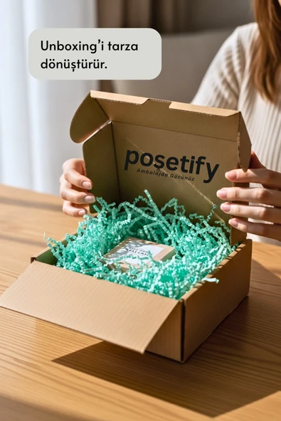 POŞETİFY Premium Kırpık Kâğıt Dolgu – 500 gr | Yeşil | Estetik Ambalaj | Koruyucu Paketleme Kâğıdı - Resim 4