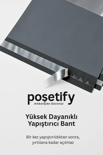 POŞETİFY Cepli Kargo Poşeti 45x55x5 cm | 25 Adet | E-Ticaret Poşeti | Gri | Yapışkan Bantlı Kargo Zarfı - Resim 5