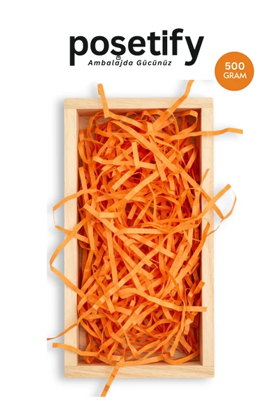 POŞETİFY Premium Kırpık Kâğıt Dolgu – 500 gr | Turuncu | Estetik Ambalaj | Koruyucu Paketleme Kâğıdı ürün görseli