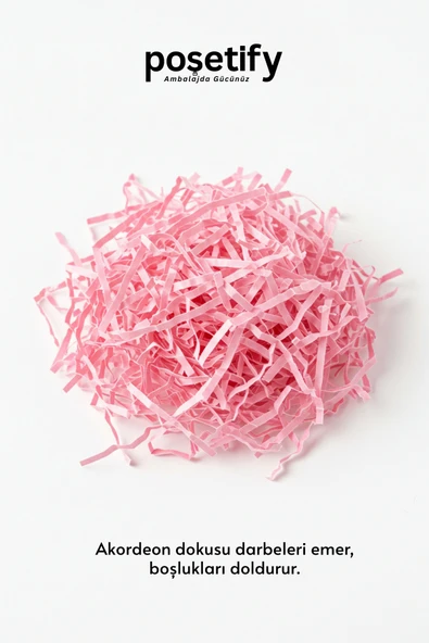 POŞETİFY Premium Kırpık Kâğıt Dolgu – 1000 gr | Pembe | Estetik Ambalaj | Koruyucu Paketleme Kâğıdı - Resim 7