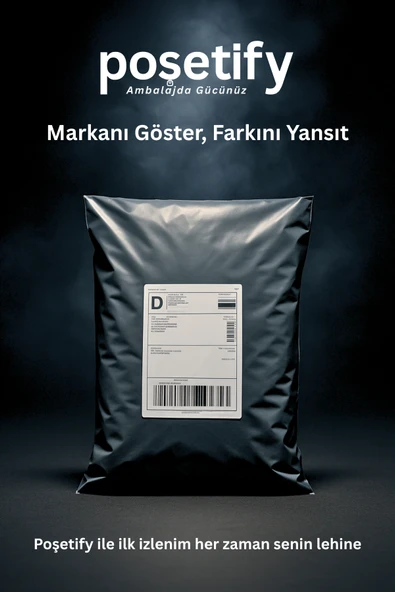 POŞETİFY Cepsiz Kargo Poşeti 50X60+5 cm | 100 Adet | E-Ticaret Poşeti | Gri | Yapışkan Bantlı Kargo Zarfı - Resim 6