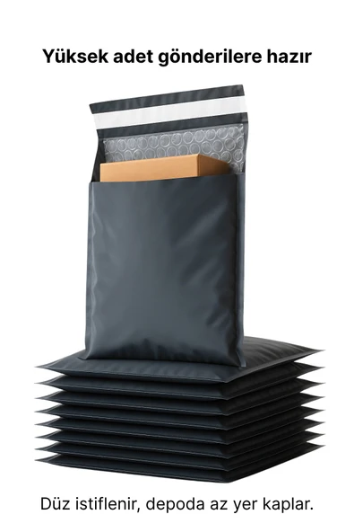 POŞETİFY Balonlu Gri Kargo Poşeti 35X45+5 cm | 10 Adet | Bantlı Patpatlı Kargo Poşeti | Balonlu Naylon Torba - Resim 7