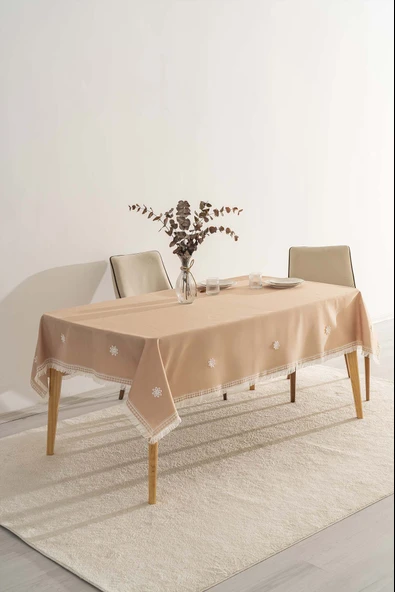 Silvio Somon Güpür Çiçekli Masa Örtüsü 160x220 cm - Resim 2