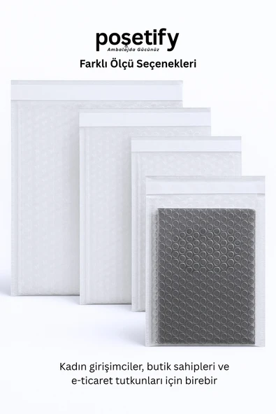 POŞETİFY Balonlu Şeffaf Kargo Poşeti 15x20+5 cm | 80 gr Bantlı Patpatlı Kargo Poşeti | 100’lü - Resim 5