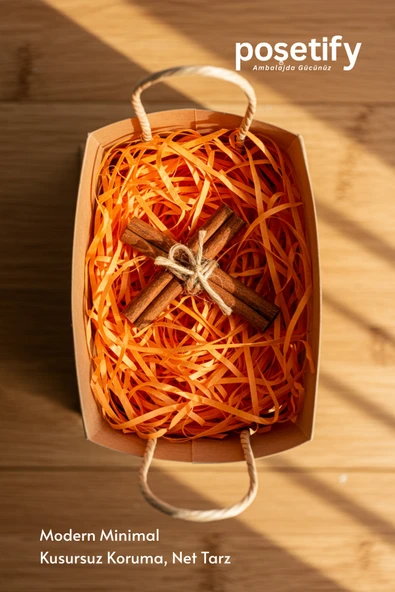 POŞETİFY Premium Kırpık Kâğıt Dolgu – 100 gr | Turuncu | Estetik Ambalaj | Koruyucu Paketleme Kâğıdı - Resim 2