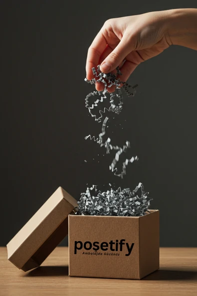 POŞETİFY Premium Kırpık Kâğıt Dolgu – 100 gr | Gri | Estetik Ambalaj | Koruyucu Paketleme Kâğıdı - Resim 7