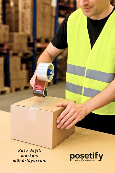 POŞETİFY 45mm x 100 Metre Koli Bandı | Güçlü Yapışkanlı Şeffaf Paketleme Bandı | 12’li Set - Resim 7