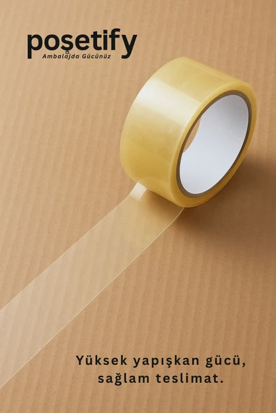 POŞETİFY 45mm x 100 Metre Koli Bandı | Güçlü Yapışkanlı Şeffaf Paketleme Bandı | 84’lü Set - Resim 2