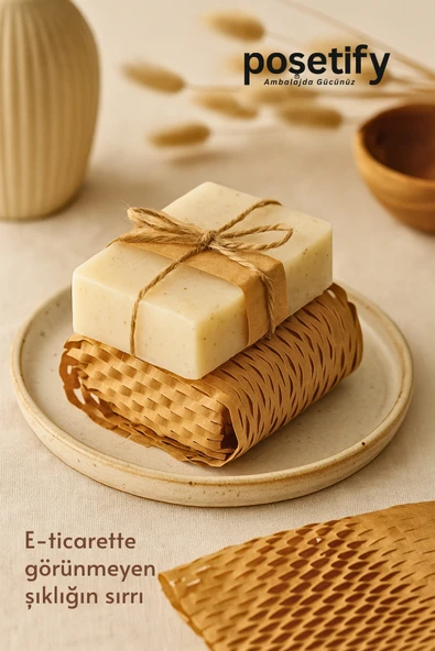 POŞETİFY Petek Dolgu Ambalaj Kağıdı 50cm x 25m | Esnek Kraft Paketleme ve Koruyucu Dolgu Kağıdı - Resim 2