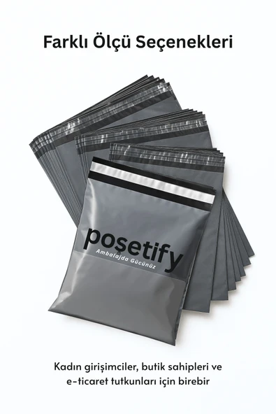 POŞETİFY Cepli Kargo Poşeti 17x23x4 cm | 200 Adet | E-Ticaret Poşeti | Gri | Yapışkan Bantlı Kargo Zarfı - Resim 6