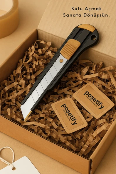 POŞETİFY 18 mm Otomatik Kilitli Maket Bıçağı – Çevre Dostu ve Ergonomik Tasarım - Resim 4