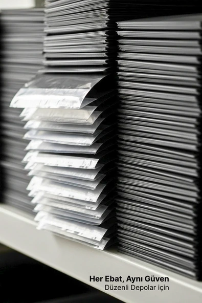 POŞETİFY Tek Tarafı Şeffaf Kargo Poşeti 35X45X5 cm | 10000 Adet | Siyah | Yapışkan Bantlı E-Ticaret Poşeti - Resim 2