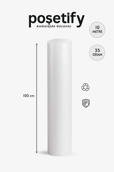 POŞETİFY 100Cmx10Metre Patpat | 1. Sınıf Kalın Balonlu Naylon Rulo | 35gr Pat Pat Ambalaj Malzemesi ürün görseli