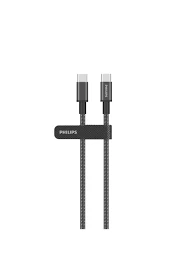Philips DLC7030C/00 240W USB-C to USB-C Örgülü Şarj Kablosu 1M, Siyah ürün görseli