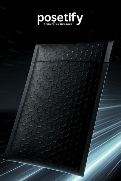 POŞETİFY Balonlu Siyah Kargo Poşeti 15x20+5 cm | 140 gr Bantlı Patpatlı Kargo Poşeti | 100’lü - Resim 7