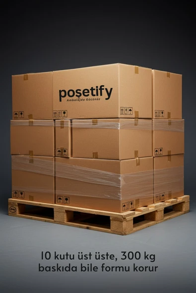 POŞETİFY El Geçmeli Çift Oluklu Koli 60x40x40 | 10’lu Set | Taşınma ve İhracat Kolisi - Resim 4