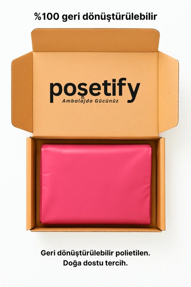 POŞETİFY Pembe Cepsiz Kargo Poşeti 35X50x5 cm | 5000 Adet | E-Ticaret Poşeti | Yapışkan Bantlı Kargo Zarfı - Resim 5