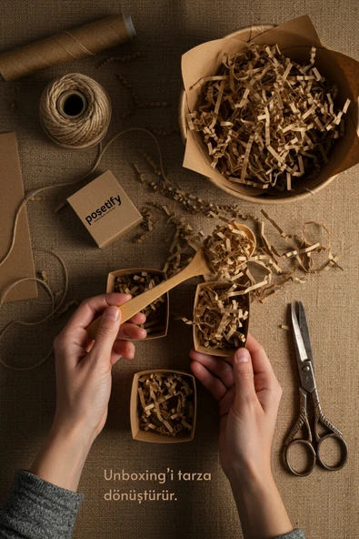 POŞETİFY Premium Kırpık Kâğıt Dolgu – 100 gr | Kraft | Estetik Ambalaj | Koruyucu Paketleme Kâğıdı - Resim 4