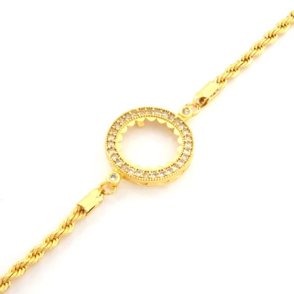 Çeyrek  Altın Çerçeve Bileklik Çelik Altın Kaplama Burgu Model BLK-1074 - Resim 3