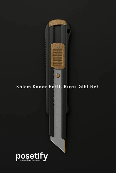 POŞETİFY 18 mm Otomatik Kilitli Maket Bıçağı – Çevre Dostu ve Ergonomik Tasarım - Resim 7